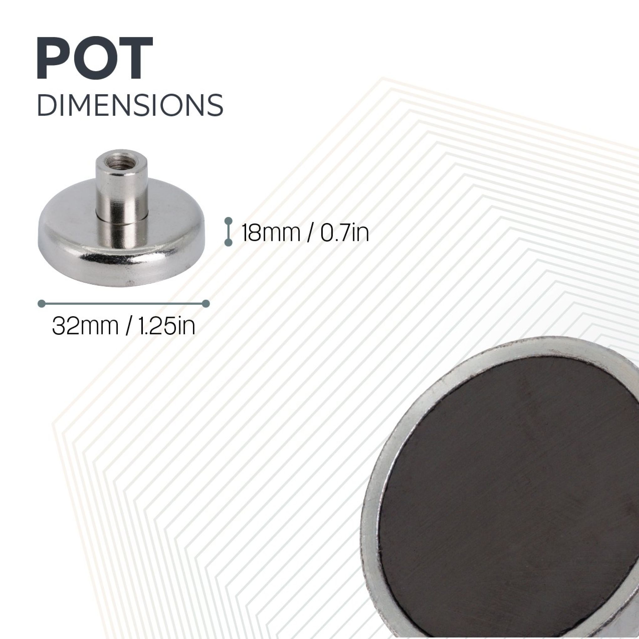 32mm Ferrite Clamping Magnet M6 - 5.8kg Pull
