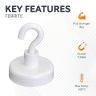 25mm dia Ferrite White Painted Clamping Magnet with M4 Hook  - 4kg Pull