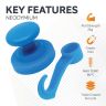 43mm dia Rubber Coated Neodymium Magnet with Swivel Hook - 2kg Pull