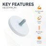 43mm dia x 6mm thick Rubber Coated POS Magnet c/w M6 x 15mm External Thread - 8kg Pull