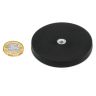66mm dia x 8mm high Rubber Coated POS Magnet c/w M6 Boss Thread (Flush x 8mm deep) - 20kg Pull