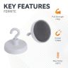 32mm dia Ferrite White Painted Clamping Magnet with M4 Hook - 7.3kg Pull