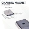 26 x 23 x 6.3mm thick (x 3mm hole) Stainless Steel Ferrite Channel Magnet - 6.1kg Pull