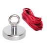 80mm dia x 70mm tall Ferrite Recovery Magnet with M10 Eyebolt and 10 Metre Rope - 60kg Pull