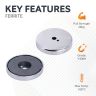 66mm dia x 10mm thick x 8mm hole Ferrite Pot Magnet - 39kg Pull