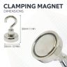 25mm dia Neodymium Clamping Magnet with M5 Hook or Eyebolt - 20kg Pull