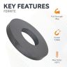 190mm O.D x 85mm I.D x 23mm thick Y30BH Ferrite Ring Magnet 16kg Pull