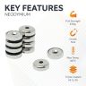 16mm dia x 5mm thick x 3mm c/sink N42 Neodymium Pot Magnet - 9.6kg Pull