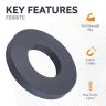 100mm O.D x 50mm I.D x 12mm thick Y30BH Ferrite Ring Magnet - 9kg Pull