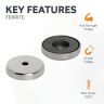 50mm dia x 10mm thick x 8.5mm hole Ferrite Pot Magnet - 15.8kg Pull