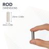 8mm dia x 25mm long N42 Neodymium Magnet - 3.1kg Pull