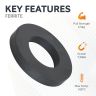 72mm O.D x 39mm I.D x 10mm thick Y30BH Ferrite Ring Magnet - 5.5kg Pull