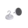 32mm dia Ferrite White Painted Clamping Magnet with M4 Hook - 7.3kg Pull