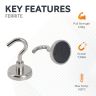 32mm dia Ferrite Clamping Magnet with M6 Hook or Eyebolt - 5.8kg Pull