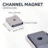 26 x 23 x 6.3mm thick (x 3mm hole) Ferrite Channel Magnet - 6.1kg Pull