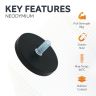 43mm dia x 6mm thick Rubber Coated POS Magnet c/w M6 x 15mm External Thread - 8kg Pull
