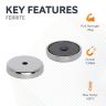 40mm dia x 8mm thick x 5mm c/sink Ferrite Y30BH Pot Magnet - 15kg Pull
