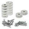 25mm dia Neodymium Pot Magnets, Steel Discs & Screws Pack