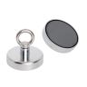 80mm dia x 70mm tall Ferrite Recovery Magnet with M10 Eyebolt - 60kg Pull