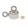 60mm dia x 30mm N42 Neodymium Pot Magnet with 2x M8 Eyebolts + 10 metre Rope - 120kg Pull