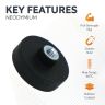 22mm dia x 6mm high Rubber Coated POS Magnet c/w M4 Boss Thread - 5kg Pull