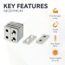 20 x 10 x 3mm thick x 3.5mm c/s N42 Neodymium Magnets - 4.2kg Pull