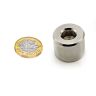 25mm dia x 20mm thick x 6mm hole Ultra High Performance N52 Neodymium Magnet - 28.5kg Pull