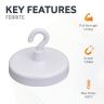40mm dia Ferrite White Painted Clamping Magnet with M6 Hook - 10.2kg Pull