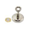 48mm dia Neodymium Clamping Magnet with M8 Eyebolt and 10 Metre Rope - 95kg Pull