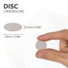 20mm dia x 0.5mm thick N42 Neodymium Magnets - 0.48kg Pull