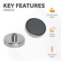 80mm dia x 32mm tall x M10 thread Ferrite Pot Magnet - 60kg Pull