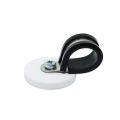 43mm dia x 6mm high Rubber Coated Cable Holding Magnet With 22mm Rubber Clamp - 8kg Pull