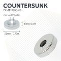 20mm dia x 5mm thick North & South Neodymium Countersunk Magnets & Screws Pack