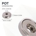14mm dia x 3.6mm thick x 3.5mm c/bore N42 Neodymium Pot Magnet - 5.2kg Pull