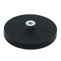66mm dia x 8mm high Rubber Coated POS Magnet c/w M6 Boss Thread - 22kg Pull
