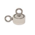 60mm dia x 30mm N42 Neodymium Pot Magnet with 2x M8 Eyebolts + 10 metre Rope - 120kg Pull