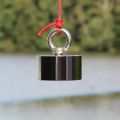 116mm dia x 32mm N42 Neodymium Pot Magnet with 1x M12 and 1x M10 Eyebolt  + 10 metre Rope - 400kg Pull