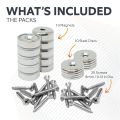 20mm dia Neodymium Pot Magnets, Steel Discs & Screws Pack