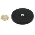 66mm dia x 8mm high Rubber Coated POS Magnet c/w M6 Boss Thread (Flush x 8mm deep) - 20kg Pull
