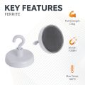 32mm dia Ferrite White Painted Clamping Magnet with M4 Hook - 7.3kg Pull
