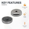 32mm dia x 8mm thick x 5mm c/sink Ferrite Y30BH Pot Magnet - 4.9kg Pull