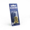 SCREWD 25mm Brass Plated L Hook (4 Packs of 8)