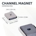 26 x 23 x 6.3mm thick (x 3mm hole) Stainless Steel Ferrite Channel Magnet - 6.1kg Pull