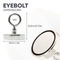 75mm dia Neodymium Clamping Magnet with M10 Eyebolt - Machine Lathed - 200kg Pull