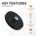 66mm dia x 8mm high Rubber Coated POS Magnet c/w M6 Boss Thread - 22kg Pull