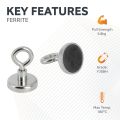 32mm dia Ferrite Clamping Magnet with M6 Hook or Eyebolt - 5.8kg Pull
