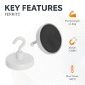 50mm dia Ferrite White Painted Clamping Magnet with M6 Hook - 21.3kg Pull