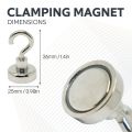 25mm dia Neodymium Clamping Magnet with M5 Hook or Eyebolt - 20kg Pull