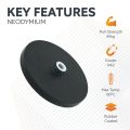88mm dia x 8mm high Rubber Coated POS Magnet c/w M8 Boss Thread - 45kg Pull