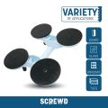 SCREWD 118mm diameter (325mm x 280mm) Quad Suction Lifter - 120kg Pull